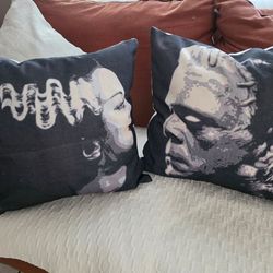 Frankenstein and his bride pillow set