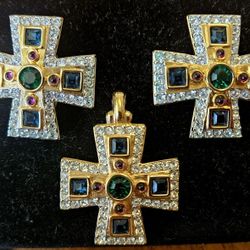 Retired Swarovski Maltese Cross Set- RARE FIND