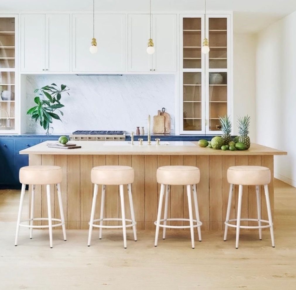 Saddle Stools For Counter, Almond. Set Of 4
