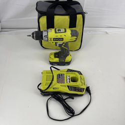Ryobi One+ P214 18v 1/2-in. Cordless Hammer Drill With Charger Battery And Bag