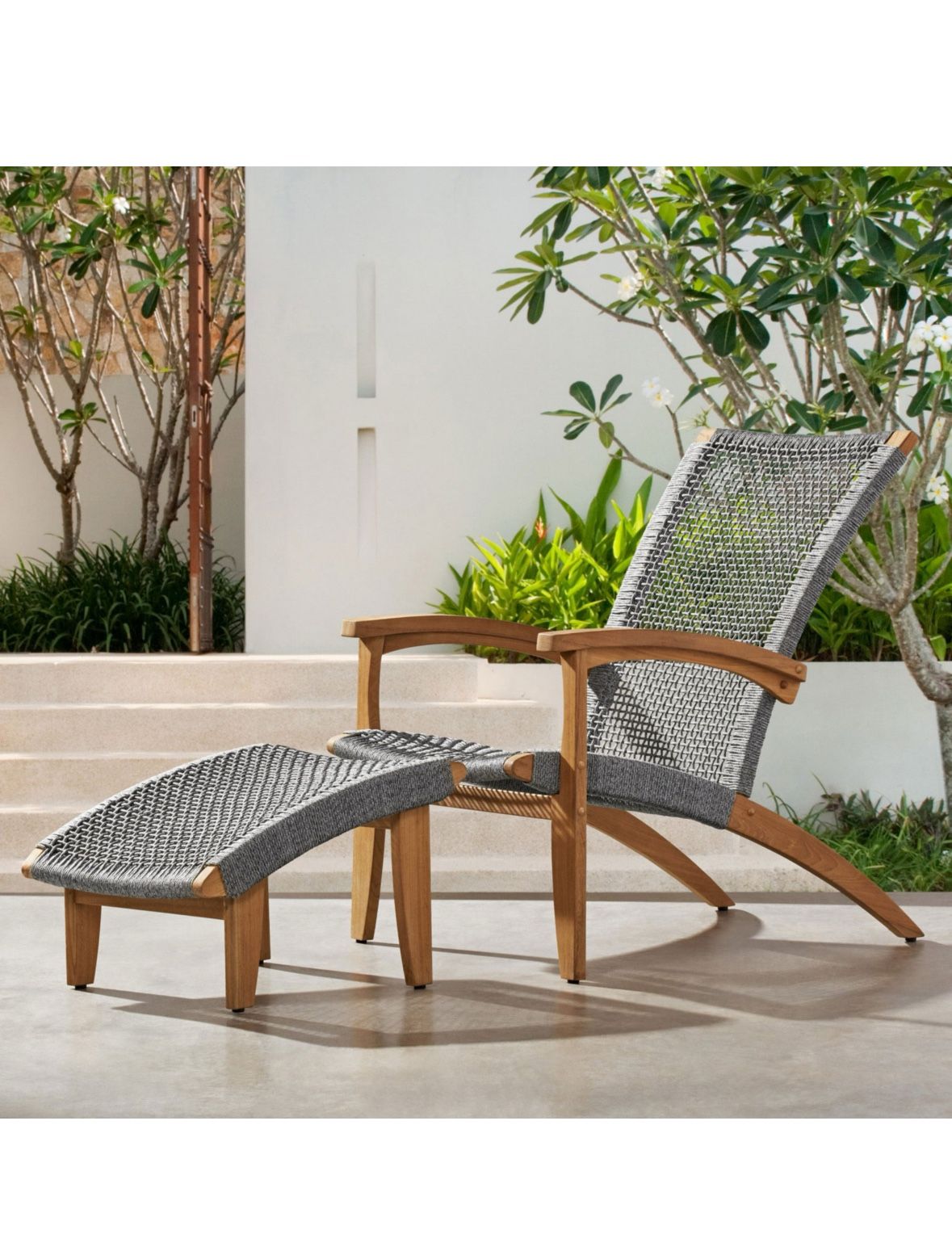 Members Mark Teak & Rope Adirondack Chair With Stool Brand New In Box