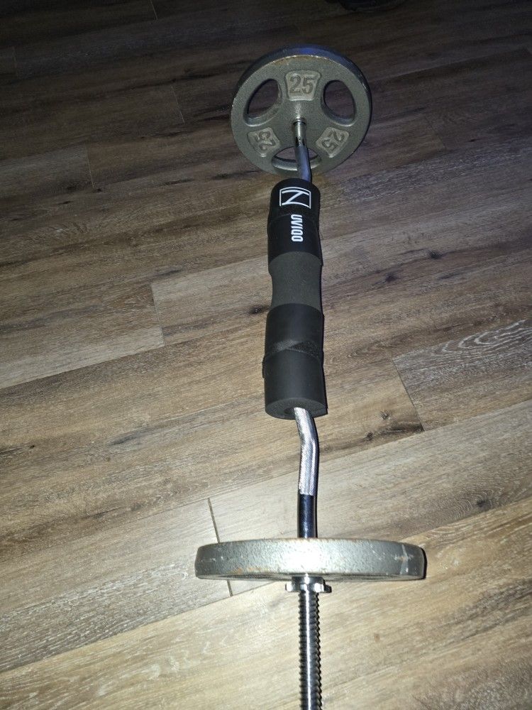 Curl Bar With 25lbs Plates And Cushon