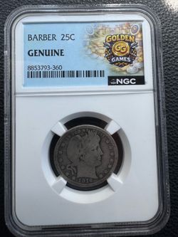 1916 D Barber 25c  in a NGC Genuine Slab 17.00