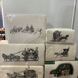 Department 56 Dickens Village Carriages & Omnibus Bundle – Horse-Drawn Coaches Lot
