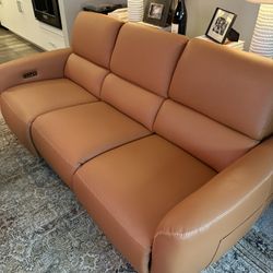 Power Leather Recliner Couch