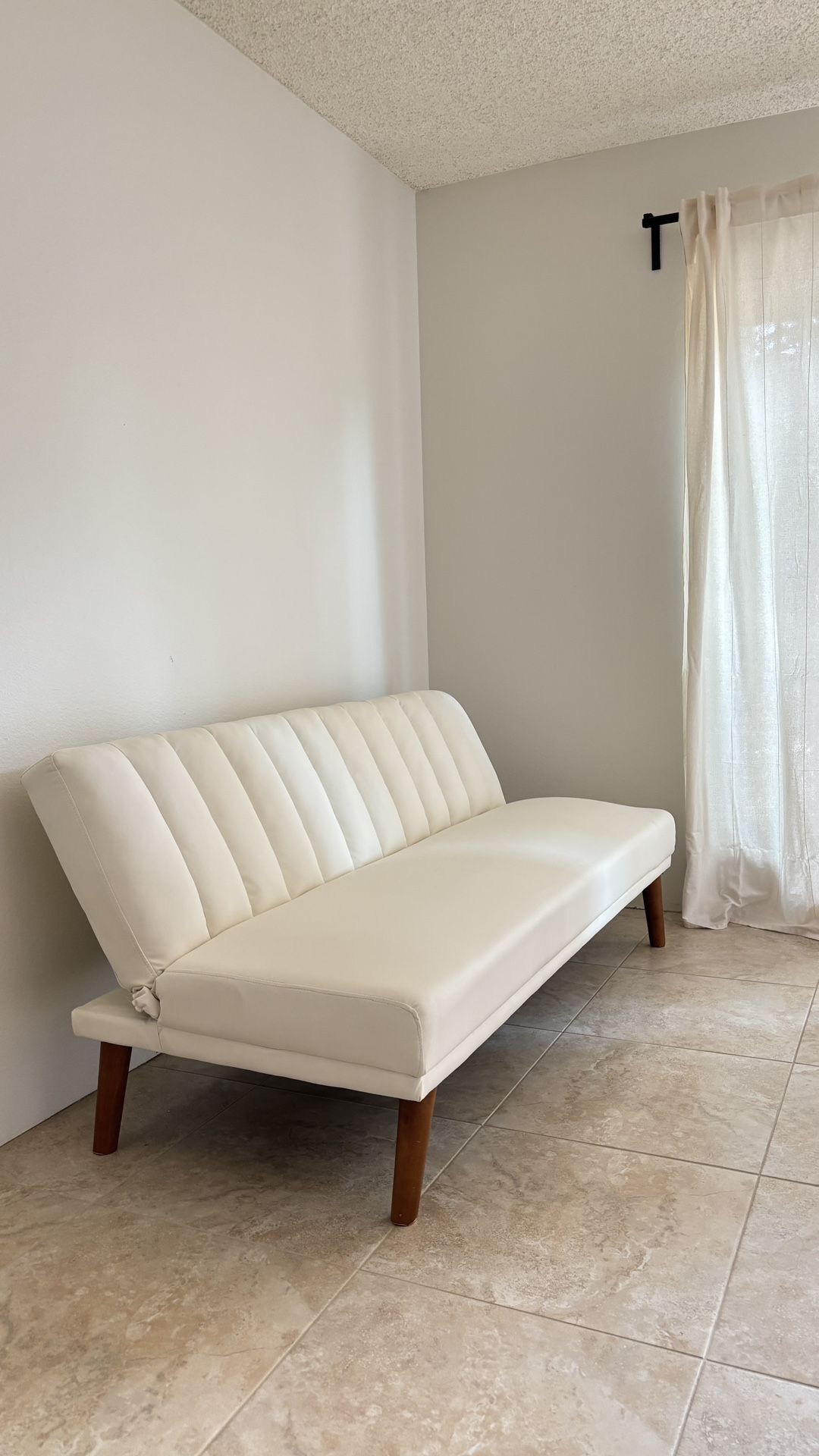 White Leather Futon Couch