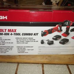 Hyper tough ht309 20-volt lithium-ion 4-tool combo kit drill saw light Father's Day