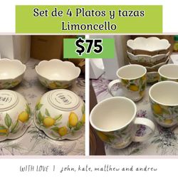Set De 4 Platos Y 4 Tazas Princess House 