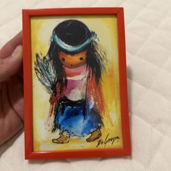 De Grazia Print - Feathered Dancer - 1980s size 6.5x4.5 inches