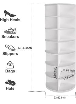 7-Tier Rotating Shoe Rack Tower, 360° Spinning Shoe Storage Carousel, Vertical Organizer for Shoes, Bags, Hats & Accessories - Space-Saving Shoe Displ