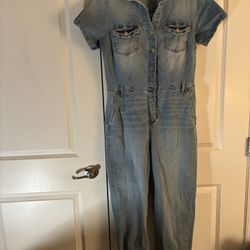 Celebrity Pink Light Blue Denim Jumpsuit Size Large