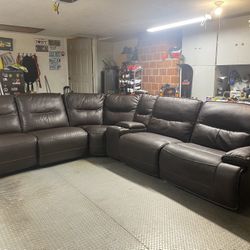 Faux Leather Power Reclining Sectional 