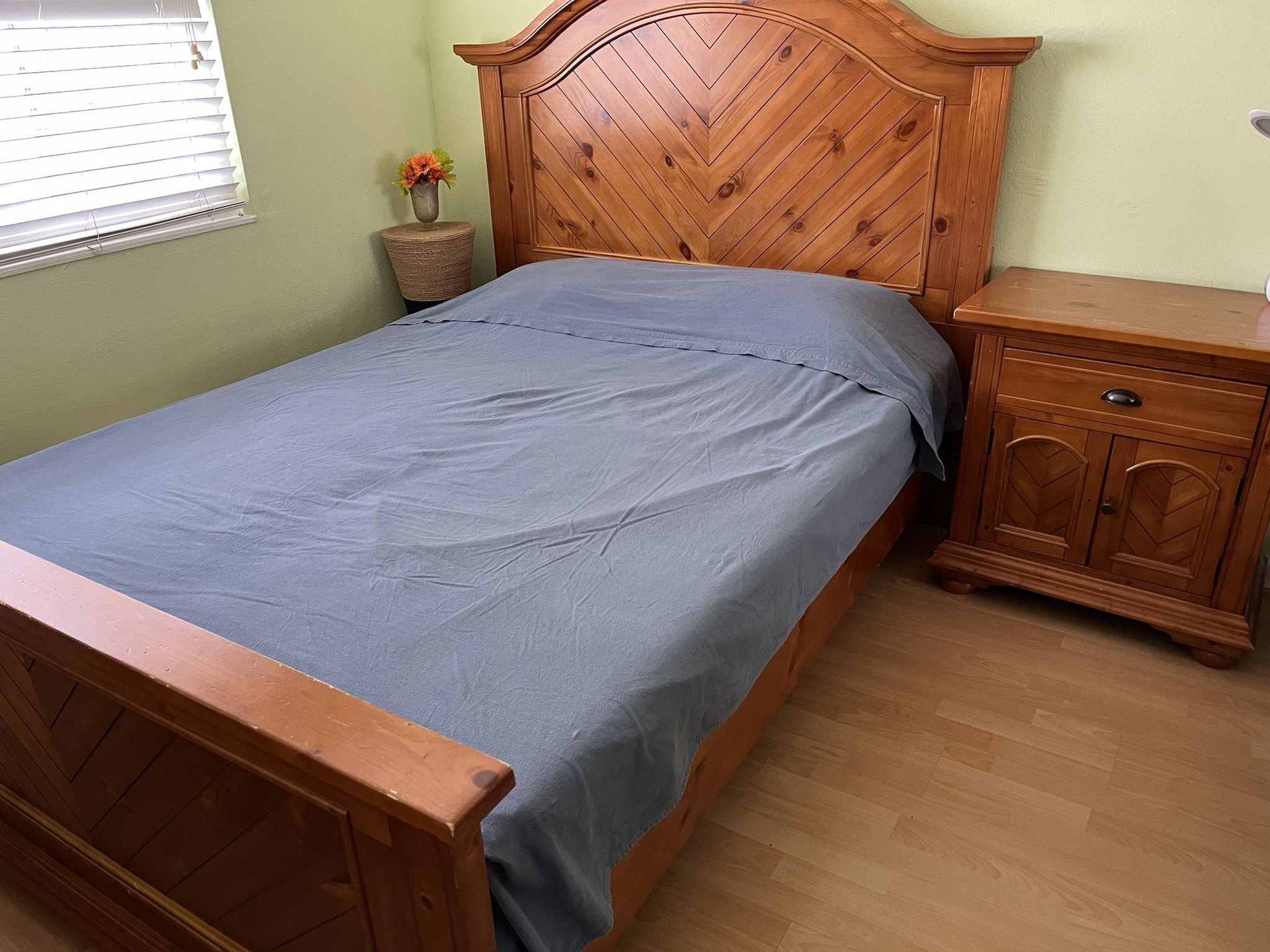 Queen Bed Frame + Nightstand