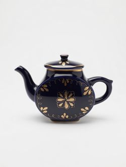1960's Vintage Soviet Porcelain Teapot Gzhel Russian Cobalt Teapot Handmade