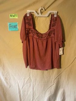Lucky Brand Women's Maroon Smoke Top Size XXL NWT