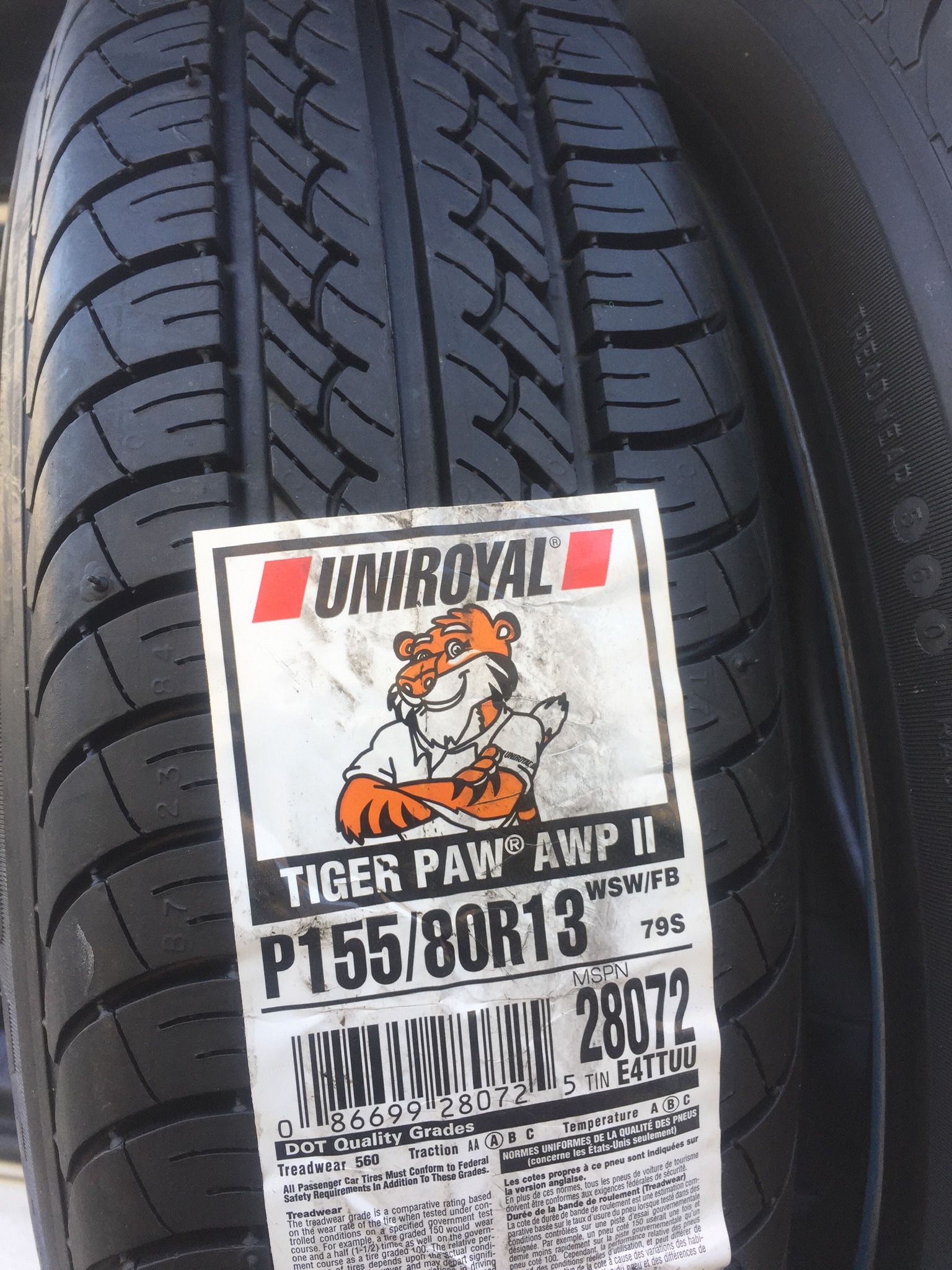 Uniroyles Tiger Paws 13” Whitewalls 