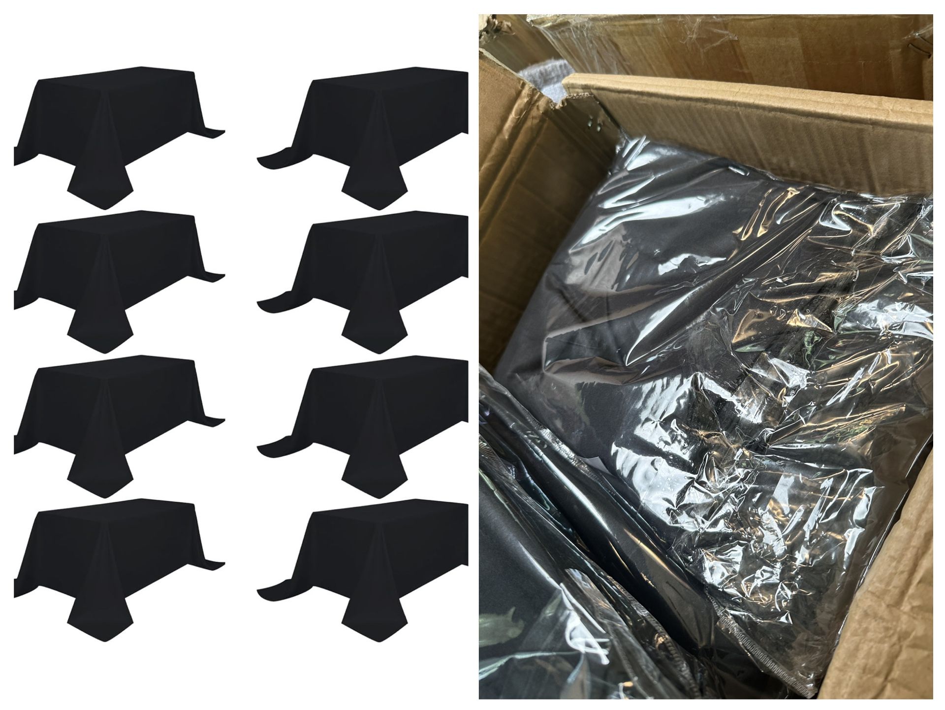 8 Pack Black Tablecloths 90 x 132 Inch Rectangular Table Cloths for Rectangle Tables 6ft, Wrinkle Resistant Black Table Cloth Washable Polyester Fabri