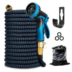 Expandable Garden Hose 75 ft Water Hose with 10 Function Spray Nozzle, Light
