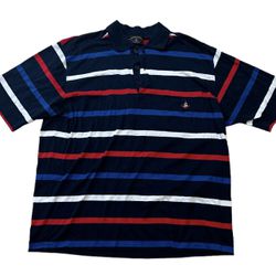 Amerigo Vespucci Sportswear Casual Men’s Polo Red Blue Striped Shirt Medium