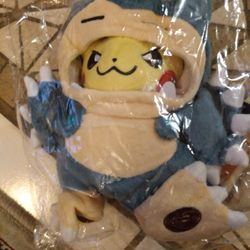 Brand New Pokémon Pikachu Plush With Snorlax Costume