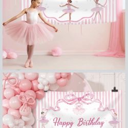 New Ballet Girls Happy Birthday Backdrop