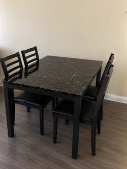 Black marble dining table & 4 chairs