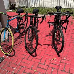 Three Good Bicycles and A Bikes Rack 