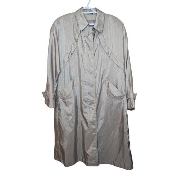Vintage Town Country Millennium Silver Sheen Button Front Trench Coat