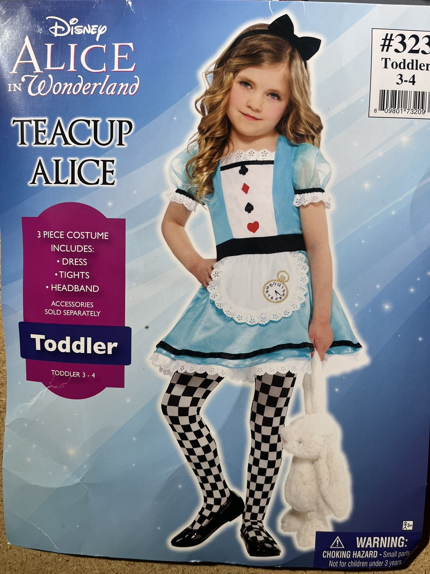 Disney’s ALICE IN WONDERLAND TEACUP ALICE Toddler 3-4, 3 PIECE COSTUME