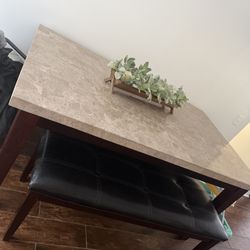 Solid marble table, table with tonoma only, chairs not included.