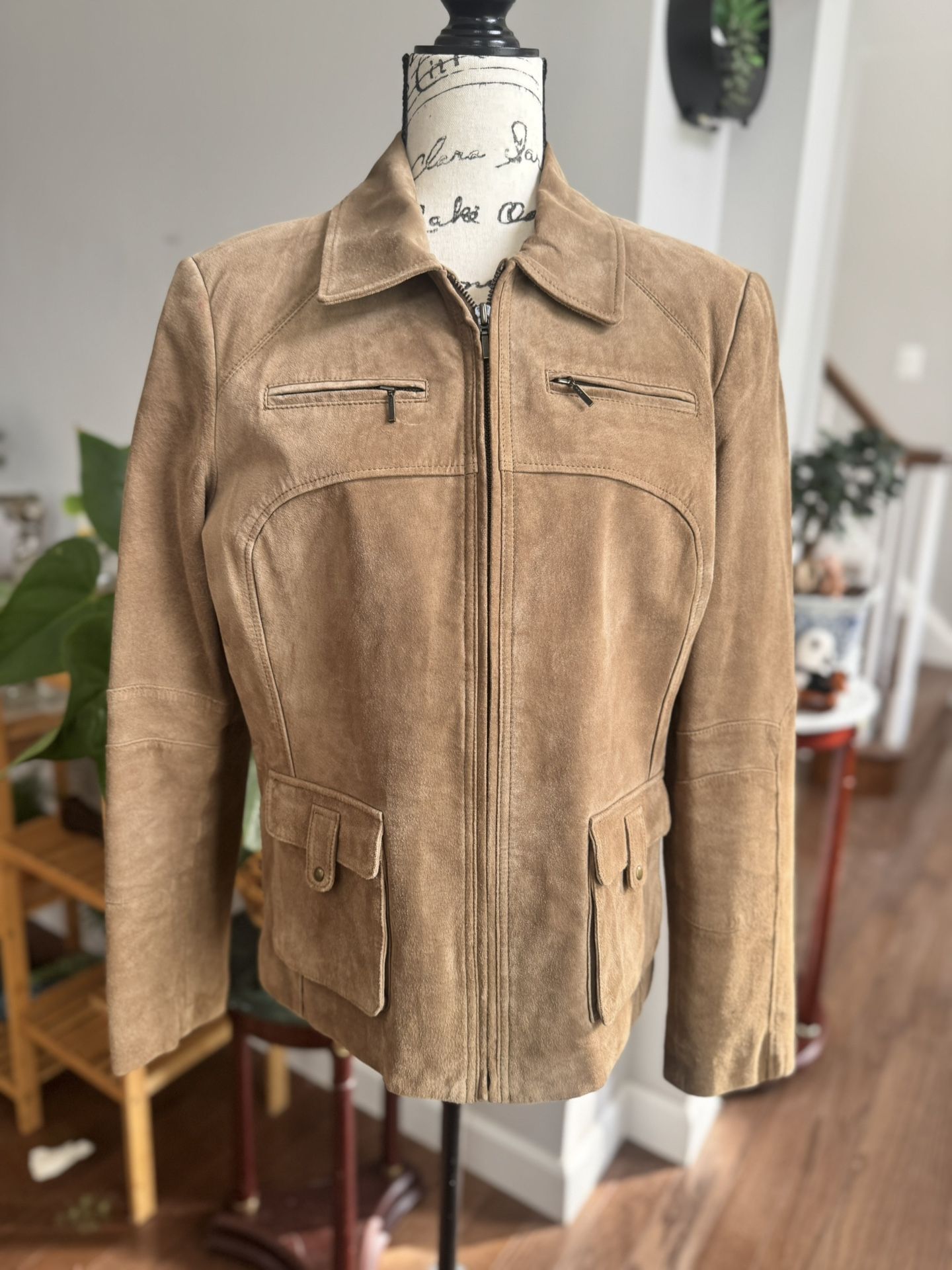 Alfani Brown 100% Suede Leather Jacket