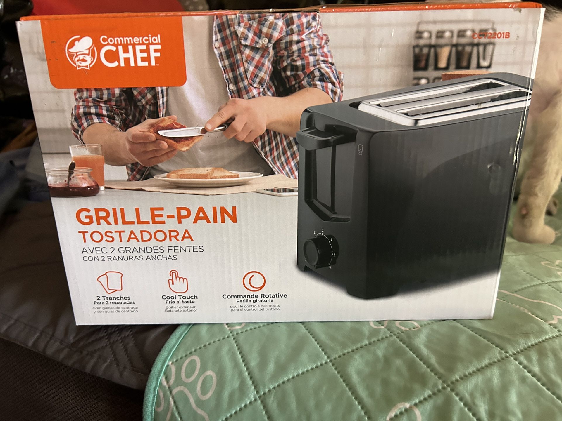NEW Commercial Chef 2-Slice Toaster – Sleek Black – Compact & Reliable – $12
