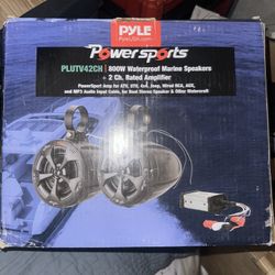 Pyle PLUTV42CH 800W Waterproof Marine Speakers and Amplifier kit