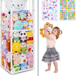 Stuffed Animals Storage Zoo Thicken PVC Tube Kids Toy Storage Organizer with Elastic Band Large Stuffed Animals Holder for Nursery Playroom Bedroom Ro