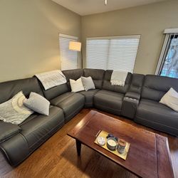 Recliner Sectional Couch - Living Spaces Marcus Grey