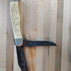 Schrade USA SC508 Bear Scrimshaw Folding Hunter Knife c.1979