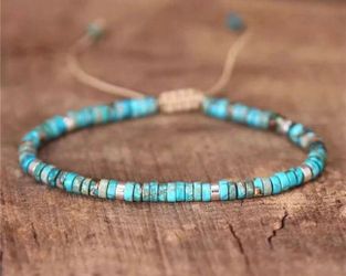 Natural Stone Adjustable Beaded Bracelet – Handmade Minimalist Gemstone Jewelry, Elegant Everyday Bracelet