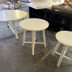 White Coffee Table + 2 Matching Side Tables – Set of 3