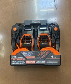 X-Strap Aluminum Ratchet Tie Down Set 4PC 14FT
