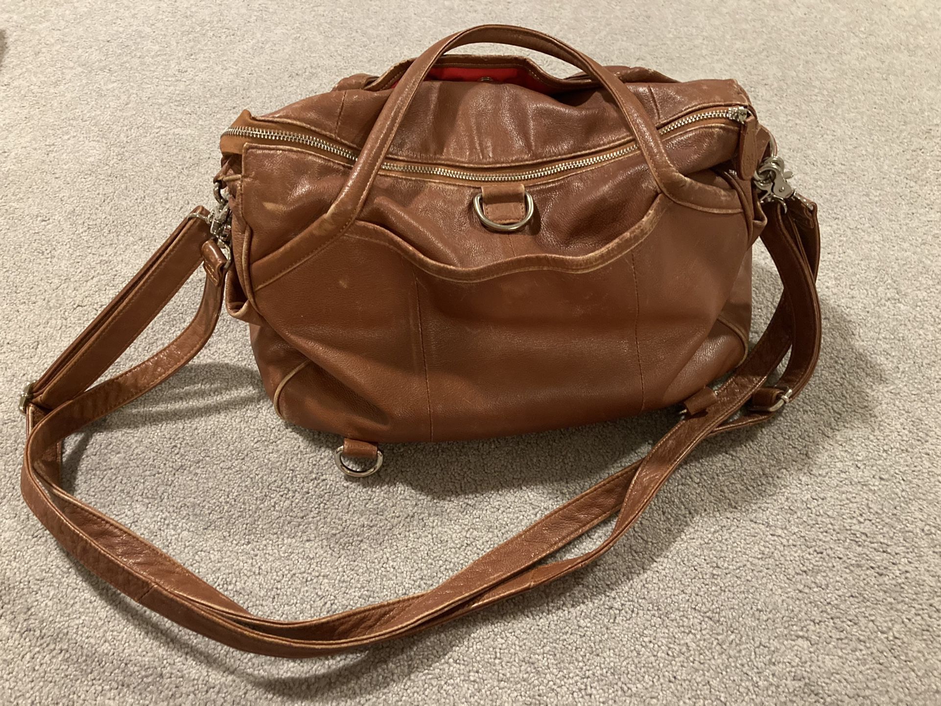 Lily and Jade Brown Leather Diaper bag
