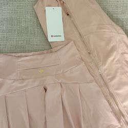 full pink skirt with define jacket lululemon set