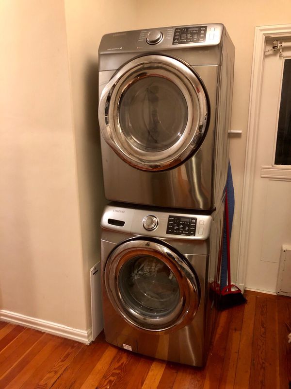 Samsung Stainless Steel Washer and Dryer w: 2 Year warranty, Stack kit