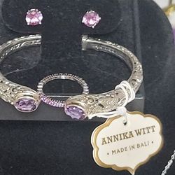 Set   Silver 925  From Bali With  Amethysts Stones