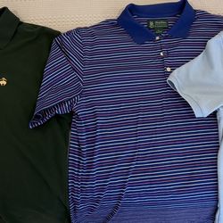 Polo Shirts - 2 Brooks Brothers Lightly Worn Polo Shirts - XL (green) LG (royal blue striped), 1 Sonoma Polo XL