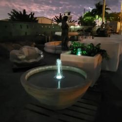 Concrete Large Planter or Water Fountain / Cement Backyard Patio Pots Garden Planters / Outdoor Fountains