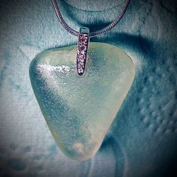 Sea Foam Sea Glass With Cubic Zirconia Clasp 
