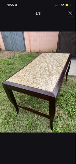 Granite top wood dining table