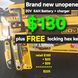 Dewalt 20V 6AH Battery Plus Charger / Locking Hex Key Set