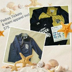 Padres clothing & tickets $75
