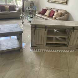 TV Stand, TV Console, Matching End Table, Ashley Furniture Solid Wood